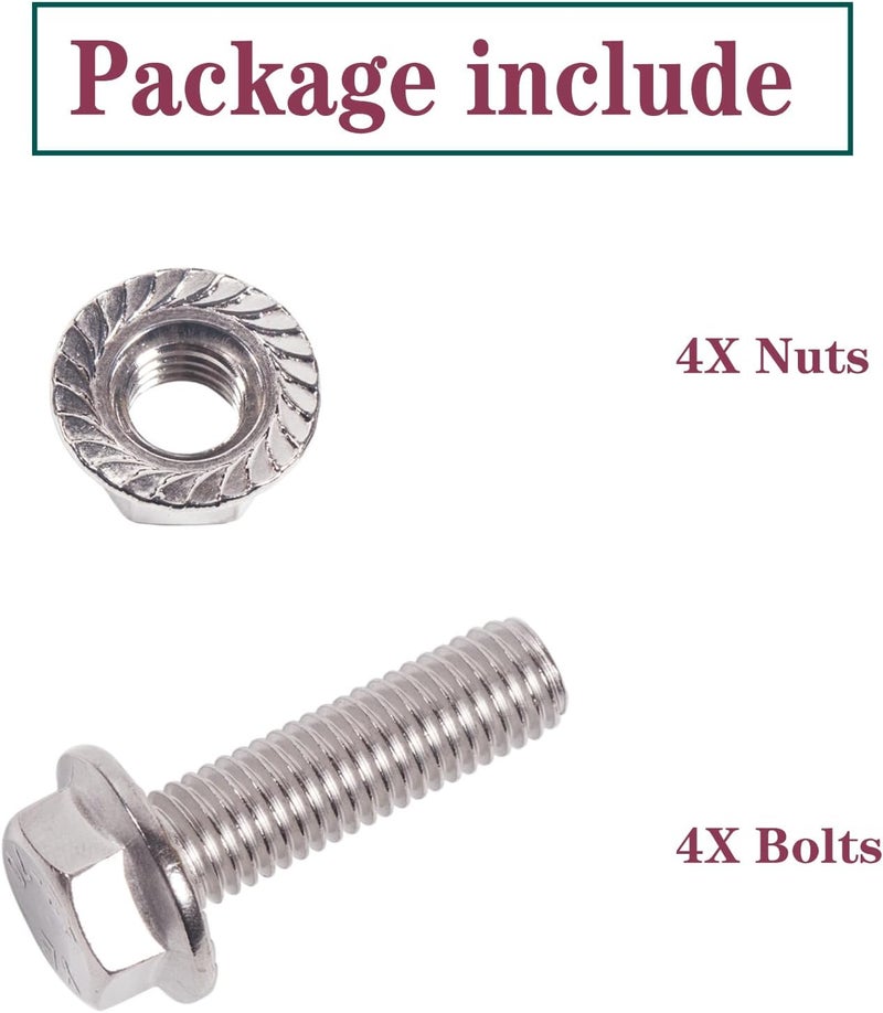 BEONEO M10X1.5-35mm Stainless Steel Exhaust Bolt Flange Screws M10X1.5 Flange Bolt Exhaust Stud Exhaust Manifold Hardware Kit (Bolts&Nuts) (4 Pack) - Image 4